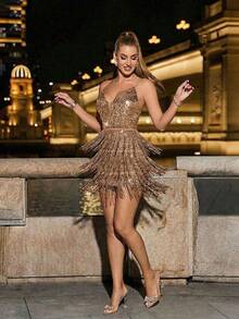 CHOSMO Prom Dresses For Women, Homecoming Dresses, Sparkly Dresses For Women, Tea Party Dresses For Women, Fall Women Clothes Wedding - Champagne - View 7
