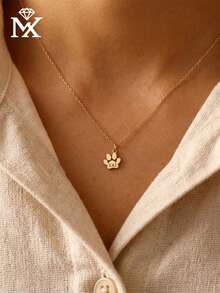 Custom Animal Paw Print Engraved English Name Necklace, Pet Lover Gift, Stainless Steel Pendant, Christmas Pet Lover, Suitable For Daily Wear, Ideal Gift For Valentine's Day And Christmas - Yellow Gold - View 3