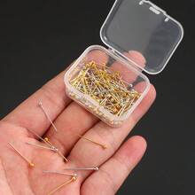 100PCS Golden Silvery Round Head DIY Beading Pins Hard Metal Jewelry Making Needles With Clear Storage Case For Handmade Crafts - Nine-shaped Needle - View 2