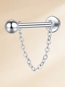 TOKRING 16G Chain Lip Rings Stainless Steel Snake Bite Jewelry,Statement Chain Round Ball Spike Lip Studs Body Piercing Jewelry For Women - Silver - View 7