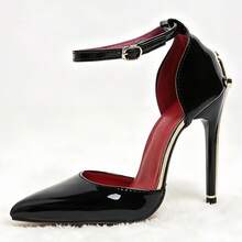 Glossy Black Versatile Pointed Toe Sexy High Heel Pumps Women's Low Vamp Slip-On Easy Wear Comfortable Stiletto Shoes Suitable For Work Commute Date - Black - View 8
