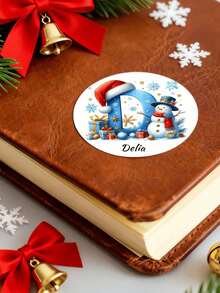 Custom Christmas Stickers, Personalized Santa Claus Letter Stickers, Custom Name Gift Labels, Christmas Gift Wrapping Stickers, Snack Bag Seals, Custom Text Labels, 4cm/5cm/6cm Holiday Stickers For Gifts, Envelopes, Packaging & Christmas Decorations - Multicolor (blue 26 Letters) - View 6