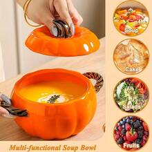 Mangkuk Keramik Buatan Tangan Berbentuk dengan Tutup, Tahan Panas, Mudah Dibersihkan, Panci Rebusan Multifungsi, Tersedia dalam Warna Merah Terang, Oranye, Kuning, dan Merah Muda, Peralatan Dapur Tahan Lama, Panci Sup/Mangkuk Sup dengan Tutup - View 8