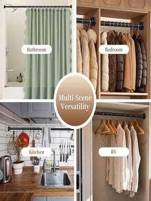 1pc No-Drill Easy Install Telescopic Curtain Rod, Built-In Spring, Suitable For Shower Curtain, Half Curtain And Cafe Curtain, Door Curtain, Multi-Functional Home Storage Accessory - Multicolor - View 7
