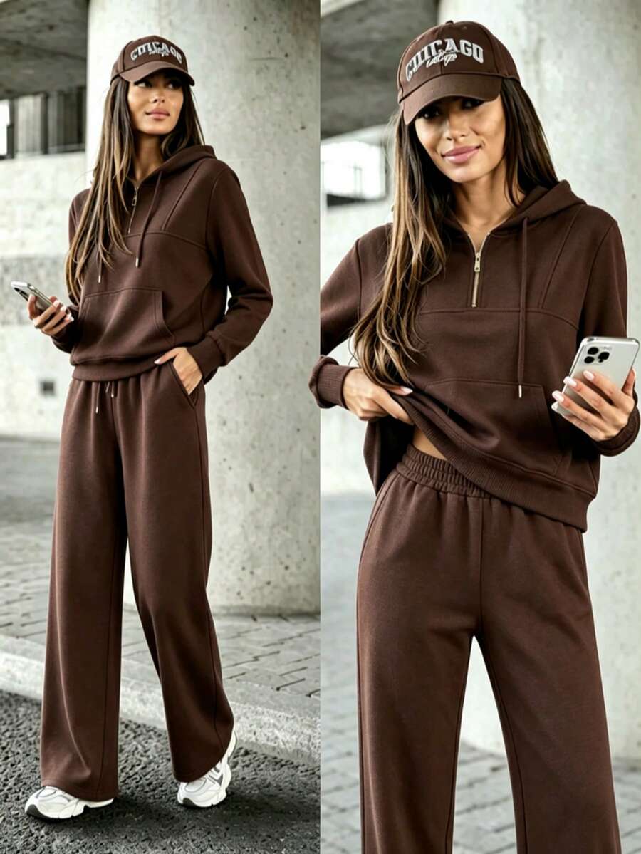 Women Two-Piece Outfits - Brown - View 1