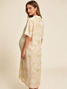 Hart & Haze 1pc Women V-Neck Comfortable Maternity Nightgown, Summer - Apricot - View 2