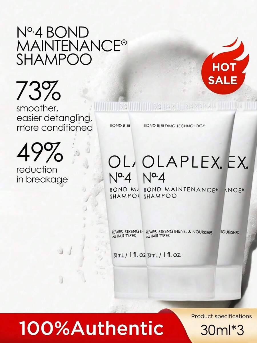 OLAPLEX No.4 Sampo Perbaikan untuk Rambut Rusak, Rambut yang Diwarnai dan Diolah Secara Kimia, Perawatan Rambut yang Mengunci Warna - Sampo 30ml*3 - View 1