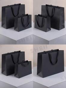 1/5pcs Black Premium Kraft Paper Bags, Suitable For Wedding, Christmas Party, Candy, Food, Cookie Packaging, Also Suitable For Fashion Clothing, Gift Packaging - Multicolor - View 7