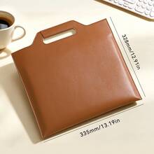 A4 PU Leather Document Holder Portfolio Folder, Large Capacity Handheld Business Briefcase File Organizer For Office School Travel Document Storage - Single Piece - View 9