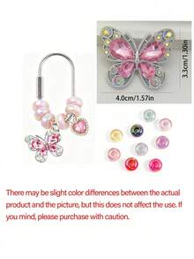 Butterfly Bead Heart-Shaped Sparkling Diamond Keychain, Suitable For Bags, Birthday, Back To School, Halloween, Valentine's Day, Christmas - Multicolor - View 9