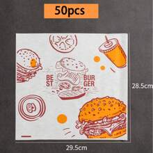 100pcs Hamburger Sandwich Food Wrapping Paper, Cake Roll Hamburger Greaseproof Paper, Wrapping Paper, Pastry Bread Greaseproof Paper Liner Non-Stick Baking Paper For Kitchen And Catering, Kitchen And Restaurant Essentials - Multicolor - View 16