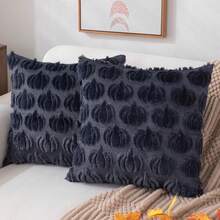 1/2Pcs Fall Pumpkin Throw Pillow Covers, Soft Suede Jacquard Cushion Covers With Hidden Zipper, Beige Base Orange Pumpkin Jacquard Pattern, 18*18 Inches, Farmhouse Harvest Decor For Sofa Bed, Halloween Thanksgiving Christmas Holiday Home Decor - Burnt Orange - View 13