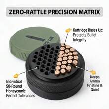 Modular .22 LR Ammo Storage Box 50 Round Interlocking Tactical Dispenser Threaded Stackable Container For Range Bag Hunting - A - View 3