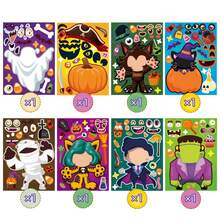 8/16pcs Stiker Anak DIY Karakter Kartun Halloween, Gambar Vampir & Hantu, Mainan Puzzle Interaktif Orang Tua-Anak, Buat Desain Wajah, Pengembangan Otak, Hadiah Pesta Liburan, Stiker Kemasan Hadiah, Mainan TK, Dekorasi Rumah, Cocok untuk Meja, Buku Catatan, Balon, Koper, Kulkas - Warna campuran - View 8