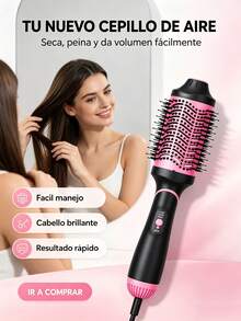 Cepillo alisador de pelo de iones rosa, secador de calor eléctrico, rizador de calor eléctrico, peine, superventas - Peine de aire caliente - Ver 11