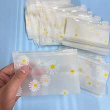 Gift For Her / Him, 30Pcs Daisy‑Pattern Frosted Plastic Zipper Bags, Reusable Clear Storage Pouches For Cosmetics, Jewelry, Hair Accessories, Office Supplies, Crafts & Stationery Organization - Daisy Frosted Zipper Pouch - View 7