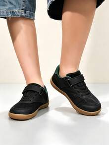 1 Pair Boys' Wide Toe Box Barefoot Athletic Shoes, Convenient Hook And Loop Design, Casual Versatile, Suitable For Outdoor Wear - Black - View 10