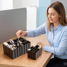 Large Heavy-Duty USB Cable Storage Box, Desktop Cable Management Organizer, Pull-Out Cable Management Box, Suitable For Home Office, Electronic Accessories, Desktop Storage And Organization, Practical Gift For Halloween, Graduation Season And Christmas - Black - View 4