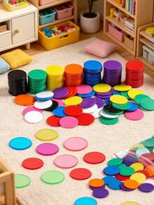 50/100/200/500/1000Pcs 19mm Luxury Colorful Solid Color Round Discs, Flat Circular Thin Shape, Smooth Surface Without Burrs, Uniform Thickness, Rounded Edges With Polished Details, Theme Party, Counting Chips, Board Game Bingo Scoring Tokens - Multicolor - View 3