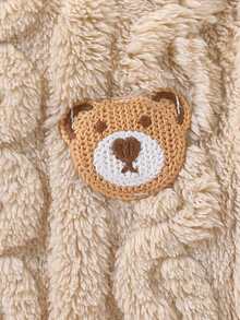 Autumn/Winter Jacquard Plush Cute Pet Cat/Dog Sweatshirt, Adorable Bear Embroidery, Ribbed Collar And Cuffs, Comfortable For Outings - Apricot - View 5