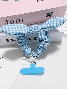 1pc Plaid Polka Dot Bow Elastic Rope Phone Strap Earphone Case Lanyard Bag Charm Versatile Handheld - Multicolor - View 10