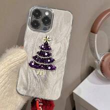 Premium Purple Christmas Tree Phone Case Compatible With Apple 16 Pro Max 14 Plus 15 Pro 13 Feather Yarn 12 11 - Multicolor - View 3