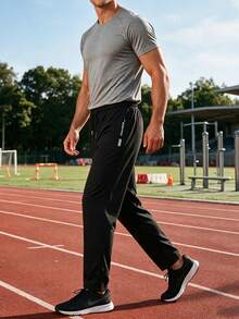 Men's Spring/Autumn Sports Long Pants, Comfortable And Sweat-Absorbent, Straight Leg, Suitable For Running, Basketball, Soccer And Gym Workouts - Black - View 8
