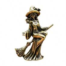 1pc Brass Material Creative Broom Moon Statue Ornament, Suitable For Living Room Desktop Home Decor Wizard Statue - Multiple Styles - View 6