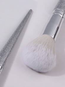 3Pcs Makeup Tool,Powder Brush,Makeup Puffs,Fluffy Face Brush For Loose Setting Powder Blush,For Even Powder Pressing - Silver - View 8