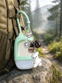 Cute Teddy Bear Filling Squeeze Bottle, Paired With Cute Coffee Pendant, Portable Mini Hand Sanitizer Bottle With Silicone Cover, Leak Proof Design - Multicolor - View 6