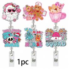 1pc Christmas Element Acrylic Doctor Nurse Retractable Badge Reel ID Card Holder - Multicolor - View 1