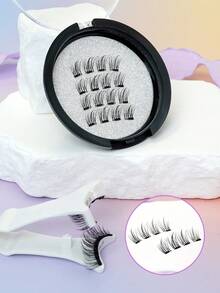 Segmented Magnetic Fairy False Eyelashes, Long & Wispy, Defined Clusters, Portable Round Case - View 2