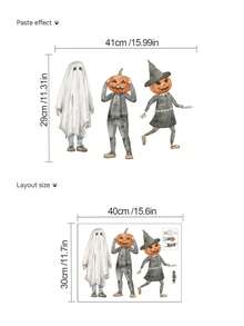 Halloween Funny Pumpkin Ghost Goblin Wall Sticker Set, Retro Cartoon Patterns, Self-Adhesive And Removable, Living Room Window Party Atmosphere Decoration Decals - Wall Stickers - View 13
