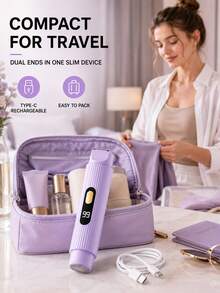 SKYWORTH Women's Dual-Ended Electric Shaver, USB Type-C Rechargeable Body Hair Trimmer With Two Built-In Grooming Ends For Face, Arms, Underarms And Legs, Portable Travel Design,200mAh Battery Capacity - View 2
