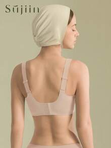 SUJIIN Women's Plus Size Jelly Comfortable Full Coverage Soft Support Push-Up Wireless Seamless Elastic Bra MX219 - Baby Pink - View 2