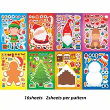 8/16 Christmas DIY Collage Stickers - Design Your Own Snowman, Christmas Tree And Santa Claus Scenes, Interactive Puzzle Toy Promotes Brain Development, Children's Party Gifts, Gift Wrapping, Classroom Activities, Christmas And Holiday Gifts - Mixed Color - View 8