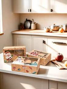 27pcs New Christmas Kraft Paper Window Gingerbread Gift Box, Creative Candy Gift Box, Santa Claus, Snowman And Gingerbread Man Pattern, Suitable For Christmas Birthday Gift Box, Christmas Party Planning, Home Baking Enthusiasts, Holiday Gifts - Multiple Styles - View 10