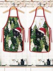 2pcs Christmas Apron, Suitable For Cooking In The Kitchen, For Festivals And Parties. It's Also A Great Gift To Give To Friends. - Multicolor - View 9