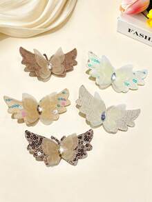 8pcs/Set Sequin Rhinestone Fabric Butterfly Wings Hair Clips For Girls, Suitable For School, Commuting, Daily Use, Ponytail And Loose Hair, Cute Princess Hair Accessories (Random Color) - Multicolor - View 11