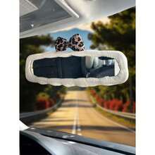 1pc Leopard Print Bow Rearview Mirror Cover, Car Rearview Mirror Decoration & Protection Accessory - Side Mirror Cover - View 4