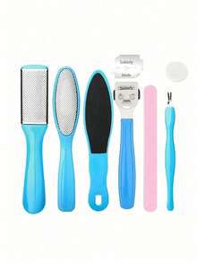 Foot Care Set, Includes Foot Scraper, Dead Skin Remover, Foot File, Pedicure Tools, Stainless Steel Foot Rasp, Foot Cleaning Tools And Nail Clippers, Suitable For Home Pedicure And Salon Foot Spa, Used To Remove Hard Calluses And Cracked Heels - Blue - View 9