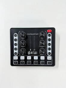 直播音訊卡播客錄音套件，附變聲器，適用於 PC 筆記型電腦的音訊介面混音器，直播工作室設備 - 彩色 - 查看 11