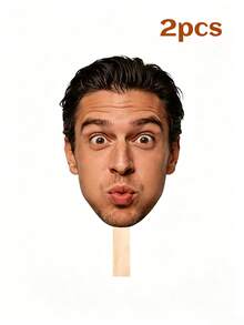 Custom Large Handheld Face Sign - Personalized Hollow Design, Printed With Groom And Bride's Faces, Head Image Mounted On Handle - Multicolor - View 14