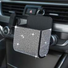 Sparkling Rhinestone Car Storage Box With Shiny Lid & Drawer - Glitter Organizer For Dashboard, Console, Or Door - Fit For Phones, Licenses, Keys, - Vehicle Interior Accessory (Suitable For Most) - A - View 6