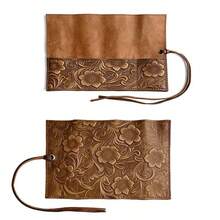 Top Grain Leather Handmade New Creative Tang Dynasty Grass Pattern Watch Storage Bag Foldable Genuine Leather Wristwatch Anti-Scratch Strap Watch Roll - Multicolor - View 8