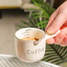 1pc 90ML Espresso Cup With Handle, Ceramic Espresso Cup, V-Shaped Rim, Coffee Measuring Cup And Milk Pitcher, Suitable For Espresso Making And Milk Frothing, Ideal Choice For Espresso Lovers - Multicolor - View 7
