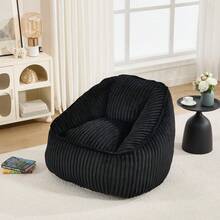 Light Luxury Style Bean Bag/Striped Design Bean Bag/Memory Foam/Versatile Use/Ergonomic Design/No Assembly Required/Suitable For Living Room, Bedroom, Shopping Malls - Black - View 2