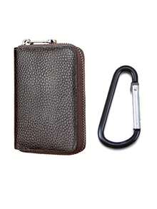 Ultra-Thin RFID Anti-Theft Zipper Wallet (With Hook) - Multi-Functional Card Holder, Securely Stores Travel Documents, Holds 22+ Cards And Cash, Durable Black Design, Minimalist Style Metal Clasp Charm, Credit Card Wallet - Multicolor - View 13