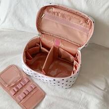 1 buah Tas Kosmetik Multi-Kompartemen Kapasitas Besar dengan Pegangan Pita, Tas Penyimpanan Kosmetik Portabel Multifungsi dengan Sekat, Cocok untuk Acara Anak Perempuan, Tas Perawatan Kulit Saat Bepergian, Tas Perlengkapan Mandi, Tas Kosmetik, Perlengkapan Perjalanan, Perlengkapan Kapal Pesiar, Hadiah untuk Pengiring Pengantin - MultiWarna - View 3