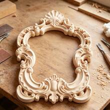 1pc Creative European Style Unpainted Wooden Carved Photo Frame Mirror Frame Home Decor, Unpainted Wood Material, Woodworking Supplies, Scrollwork, Suitable For Wedding Decoration - Home Decor - Holiday Gift - Multicolor - View 9